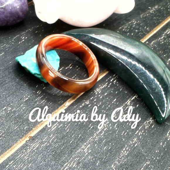 Bohemian Carnelian happy ring/carved ring band/ passion and creativity - Picture 1 of 4